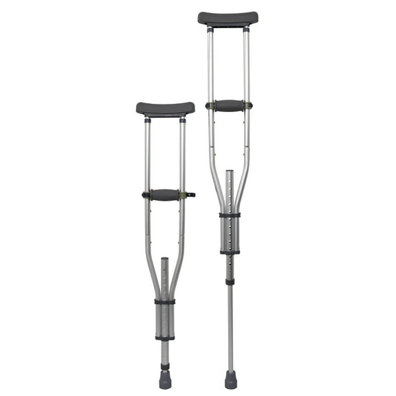 McKesson Universal Aluminum Crutches, Quick-Adjust, Push-Button - All Ages, 2 Box