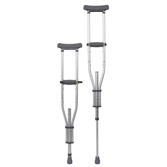 McKesson Universal Aluminum Crutches, Quick-Adjust, Push-Button - All Ages, 2 Box