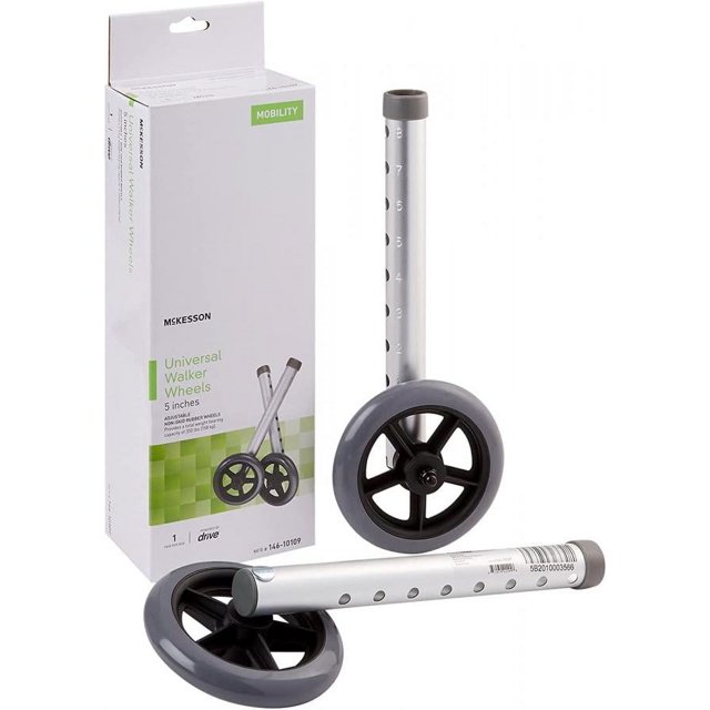 McKesson Universal Walker Wheels Aluminum/Rubber, For Use with 1inch