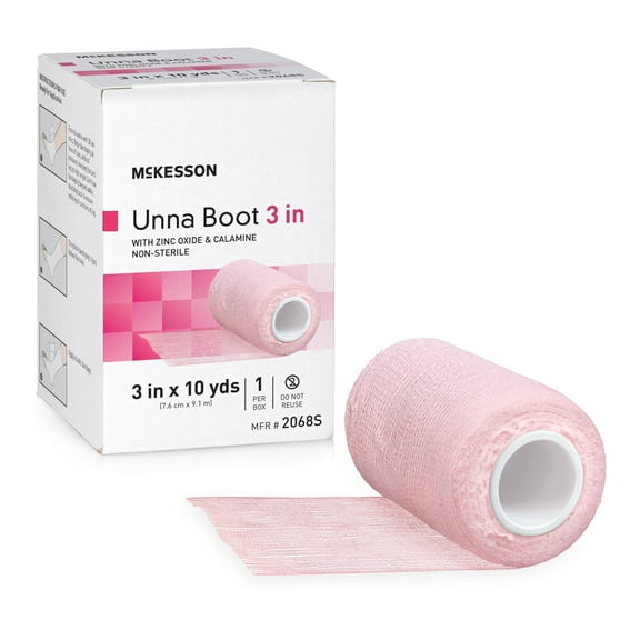 McKesson Unna Boot Pink 3" x 10 Yd with Zinc Oxide 2068S, 1 Ct