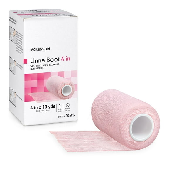 McKesson Unna Boot Pink 4" x 10 Yd with Zinc Oxide 2069S, 1 Ct