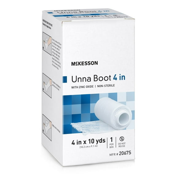 McKesson Unna Boot White 4" x 10 Yd with Zinc Oxide 2067S, 1 Ct