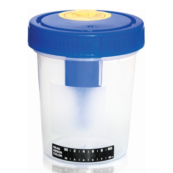 McKesson Urine Collection Cup with Transfer Device and Temperature Strip, Specimen Container with Screw-On Leak-Proof Cap - Sterile, 4 oz, 200 Ct