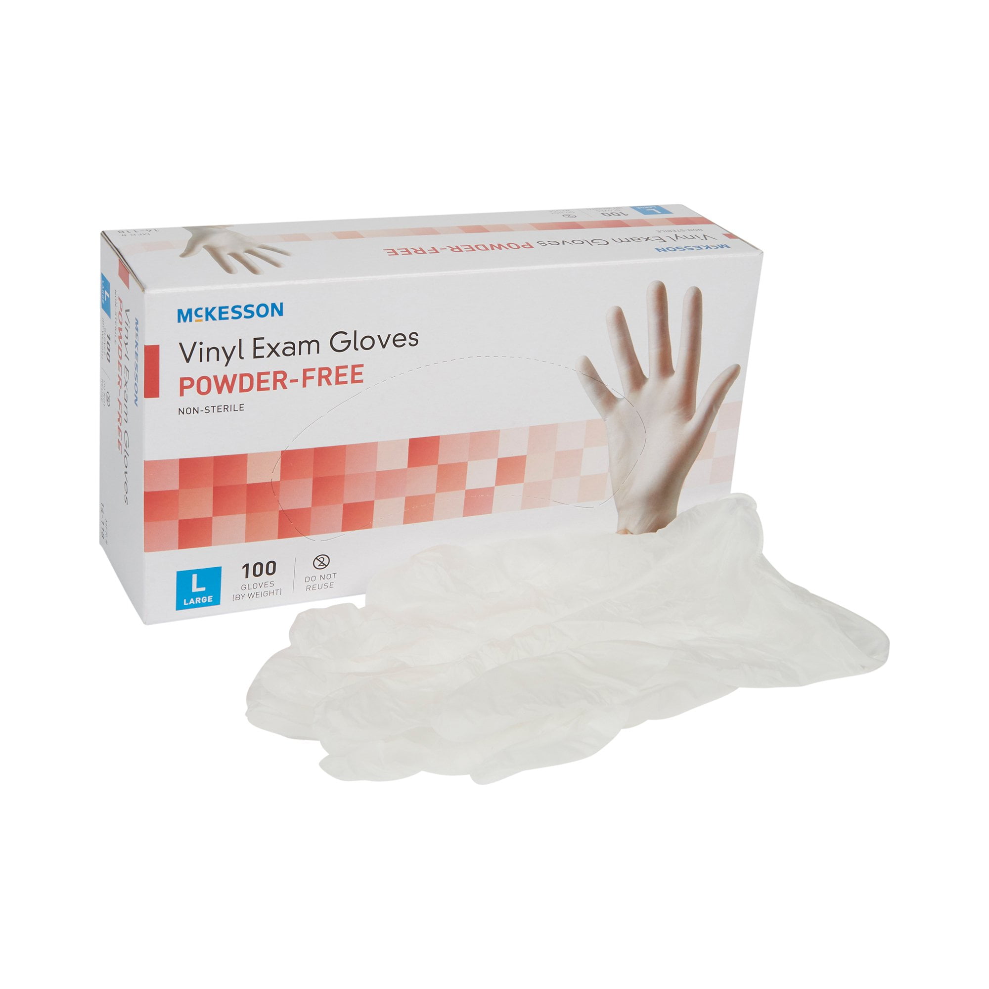 McKesson Vinyl Exam Gloves, Powder-Free, Disposable Medical Glove - Large, 100 Count, 10 Boxes, 1000 Total