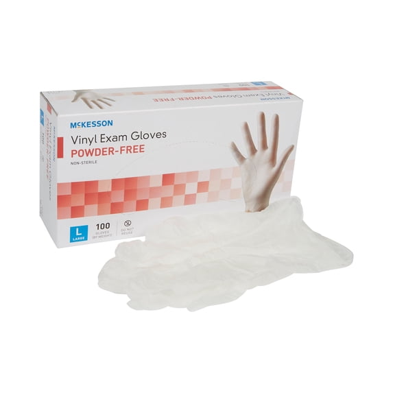 McKesson Vinyl Exam Gloves, Powder-Free, Disposable Medical Glove - Large, 100 Count, 10 Boxes, 1000 Total