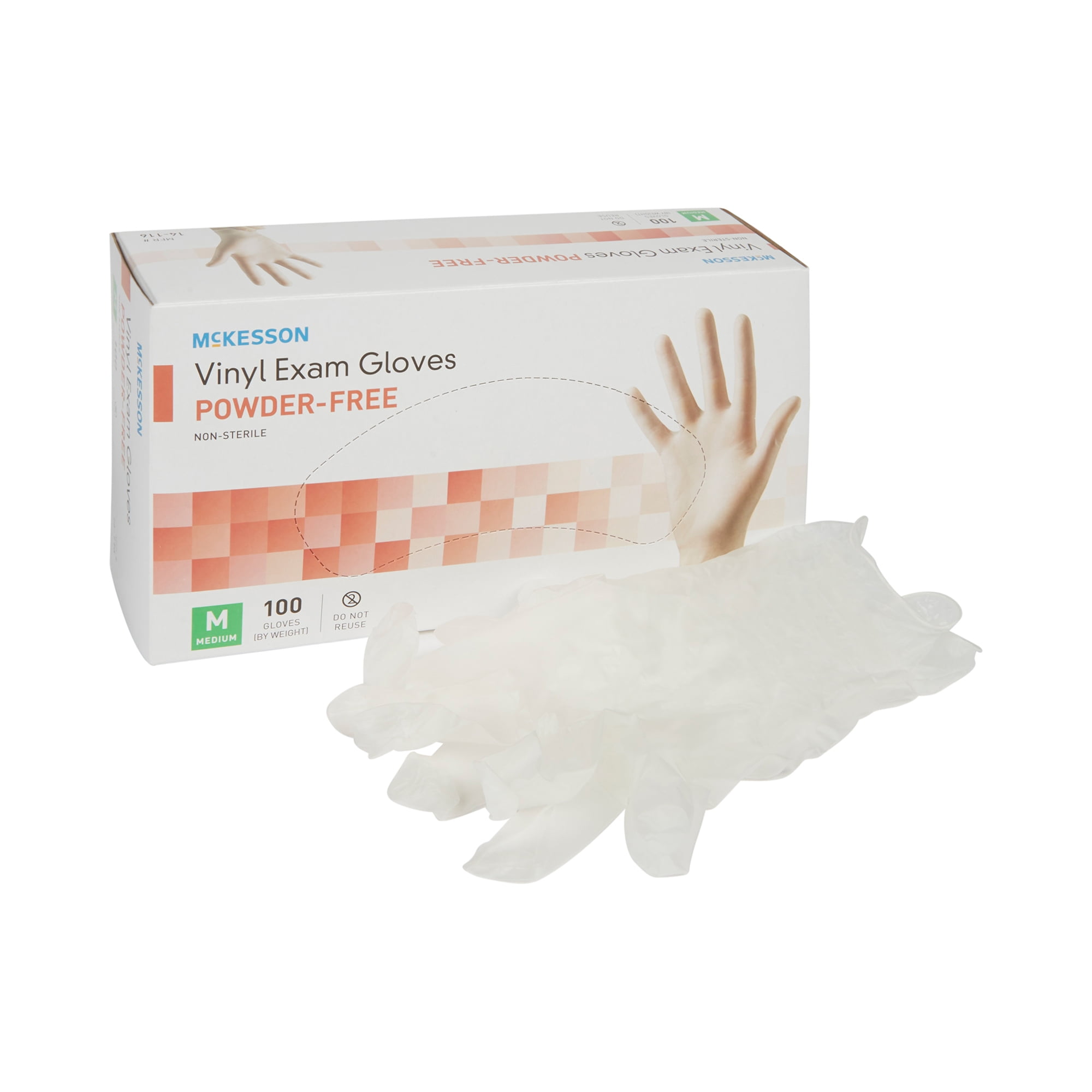 McKesson Vinyl Exam Gloves, Disposable, Medium, 100 Count