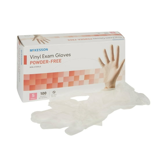 McKesson Vinyl Exam Gloves, Powder-Free, Disposable Medical Glove - Small, 100 Count, 10 Boxes, 1000 Total