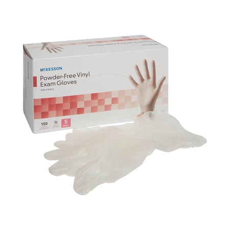 McKesson Vinyl Exam Gloves, Powder-Free, Disposable Medical Glove, Small, 150 Count, 10 Boxes, 1500 Total