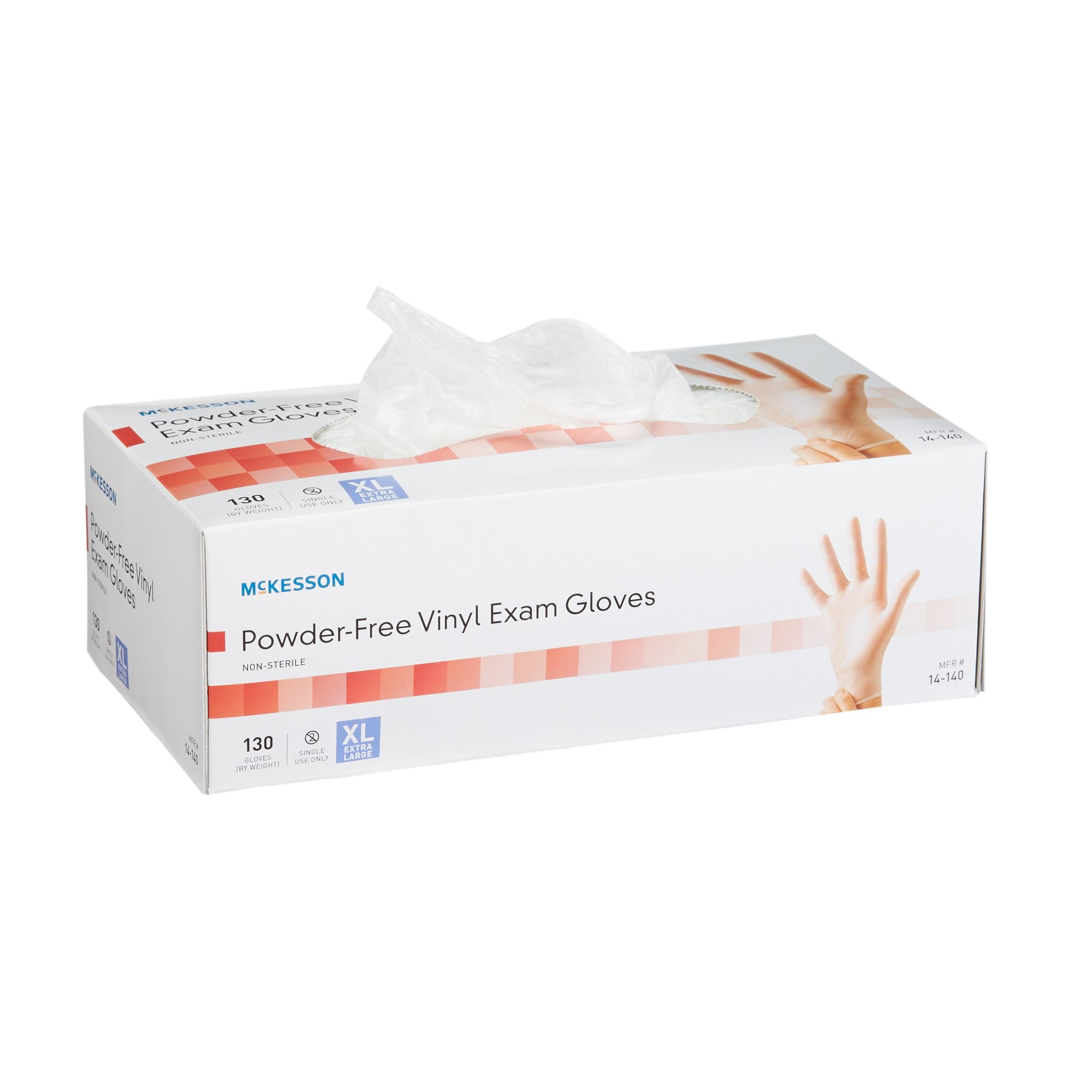 McKesson Vinyl Exam Gloves, PowderFree, Disposable Medical Glove, XL