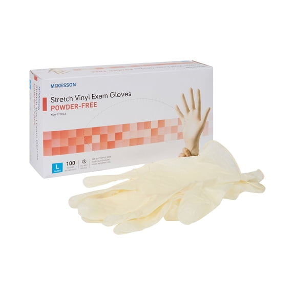 McKesson Vinyl Exam Gloves - Stretchy, Disposable Medical Glove - Large, 100 Count, 10 Boxes, 1000 Total