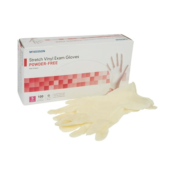 McKesson Vinyl Exam Gloves - Stretchy, Disposable Medical Glove - Small, 100 Count, 1 Box