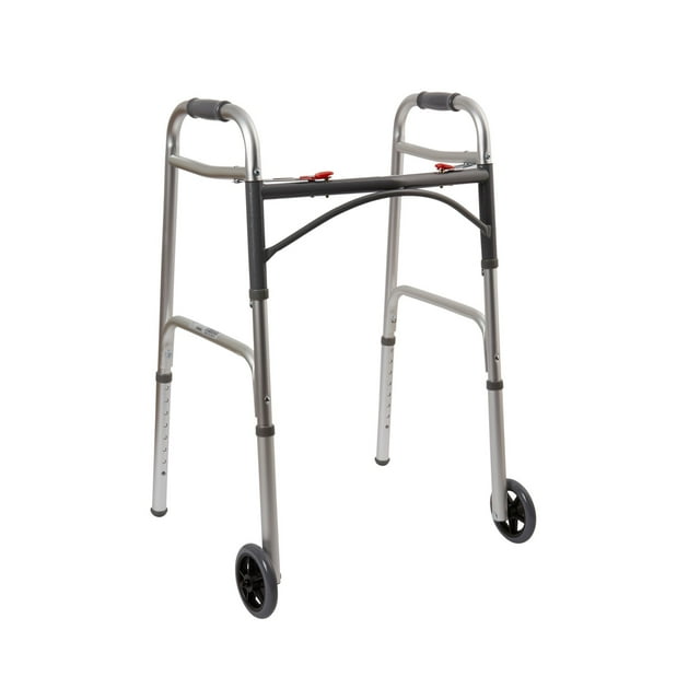 McKesson Adult Medical Walking Aid Foldable Walker with Wheels, 350
