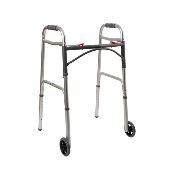 McKesson Walker with Wheels for Seniors - Foldable, 350 lbs Limit, 4 Ct