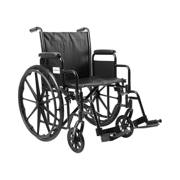 McKesson Wheelchair with Swing-Away Footrests, Detachable Arms - 20 in Seat, 1 Ct