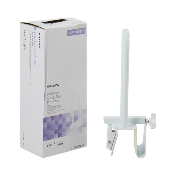 McKesson White Steel Bathtub Mounted Grab Bar, 14.5" L, 6 Ct