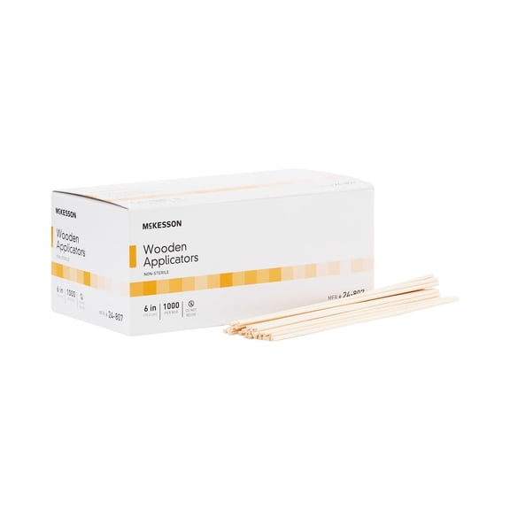 McKesson Wooden Applicator Sticks, Non-Sterile - Single Use, 6 in Long, 1000 Count, 1 Pack