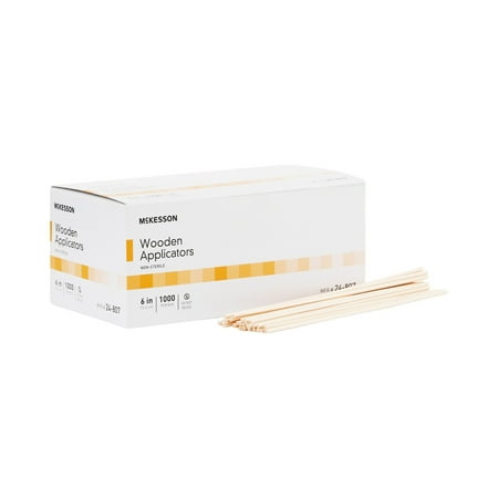 McKesson Wooden Applicator Sticks, Non-Sterile - Single Use, 6 in Long, 1000 Count, 20 Packs, 20000 Total