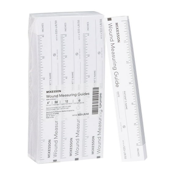McKesson Wound Measuring Guide, First Aid Paper Ruler, for Nurses, Medical Students - 6 in., 50 count, 288 Packs, 14400 Total
