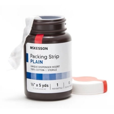 McKesson Wound Packing Strip Plain Cotton Non-impregnated Medium 1/2 Inch X 5 Yard 1 Count Sterile, 61-59220 - CASE OF 12