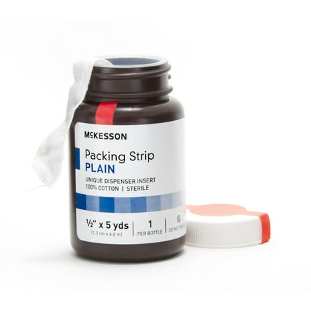 McKesson Wound Packing Strip Plain Cotton Non-impregnated Medium 1/2 Inch X 5 Yard 1 Count Sterile, 61-59220 - SOLD BY: PACK OF ONE