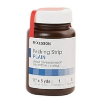 McKesson Wound Packing Strip, Sterile Cotton Gauze Strip, 1/4 in x 5 yd, 12 Ct