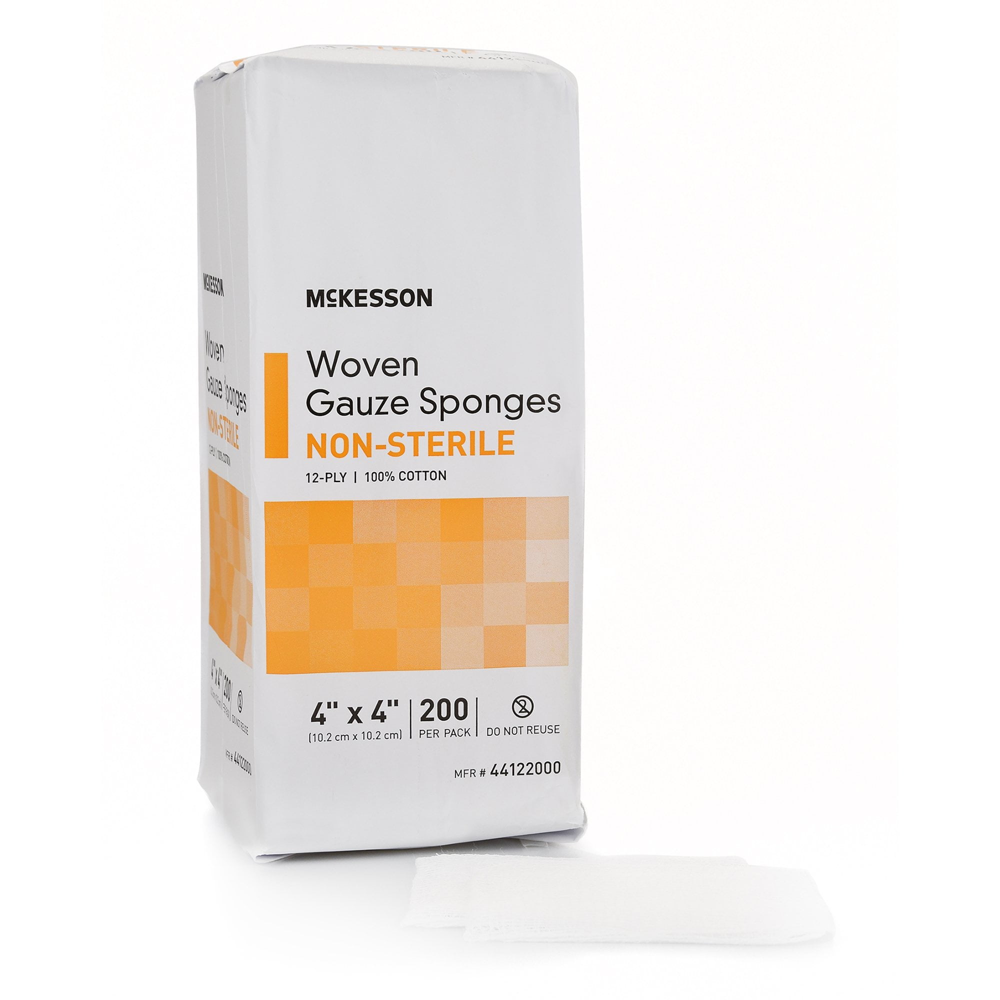 McKesson Woven Gauze Sponges, Non-Sterile 12-Ply Wound Pads, 4 in x 4 in, 200 per Pack, 10 Packs, 2000 Total