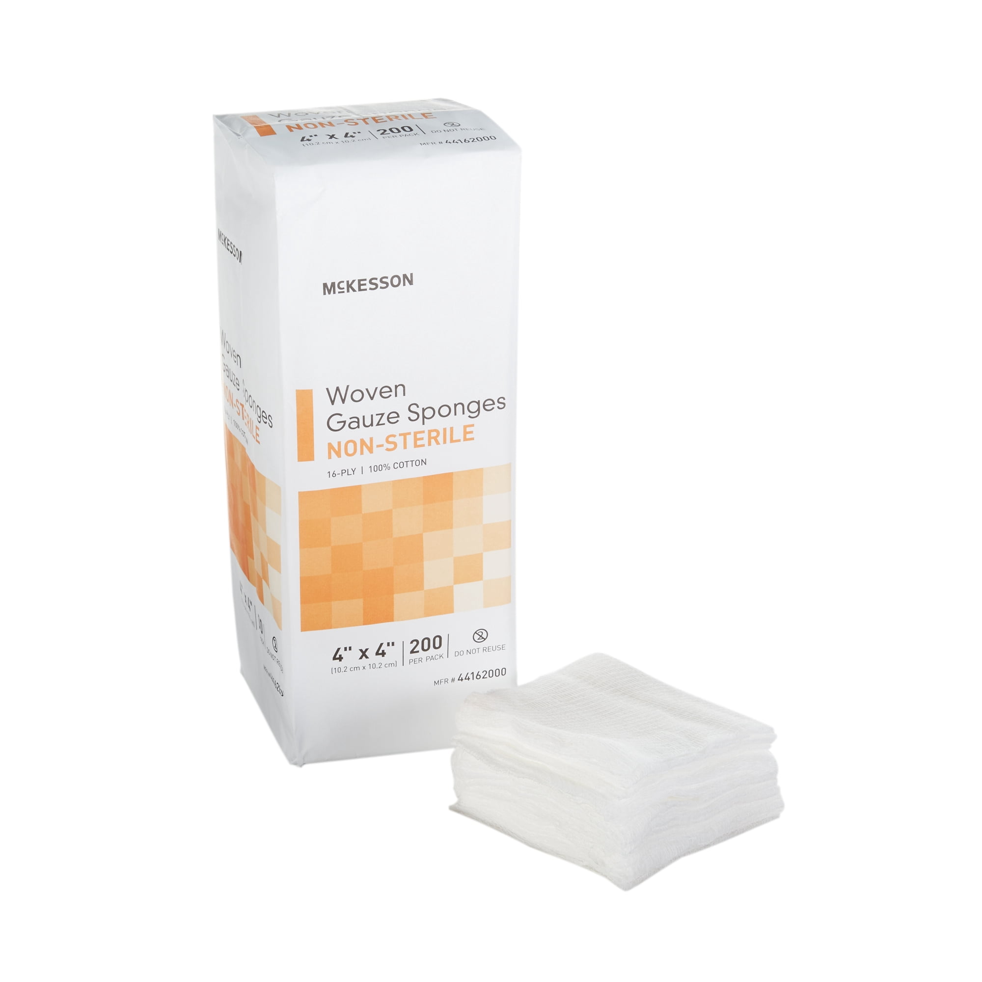 McKesson Woven Gauze Sponges, Non-Sterile 16-Ply Wound Pads, 2 in x 2 in, 200 per Pack, 10 Packs, 2000 Total