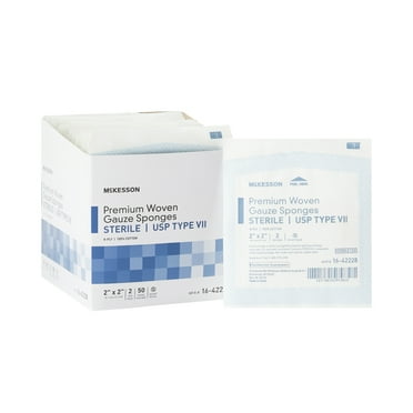 McKesson Woven Gauze Sponges, Sterile Cotton Wound Pads, 2 in x 2 in, 2 per Pack, 50 Packs, 100 Total