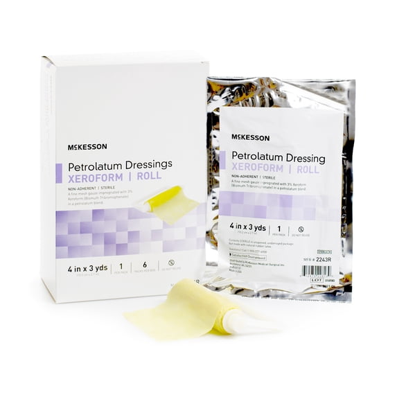 McKesson Xeroform Petrolatum Impregnated Dressing 4" x 3 yd. Roll Gauze 2243R 1 Ct