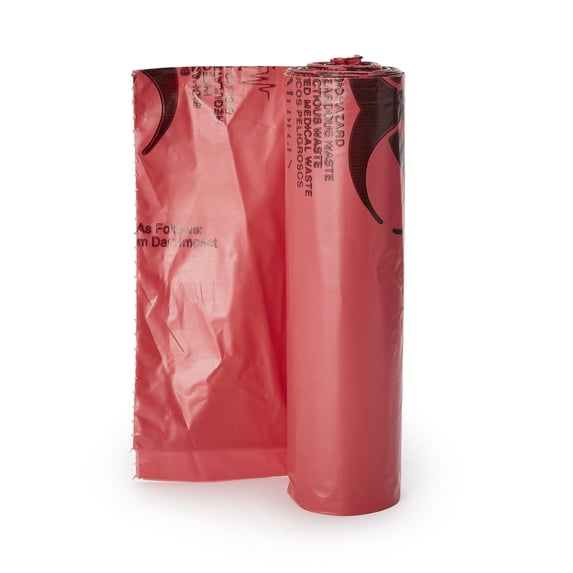 McKesson infectious Waste Bags - Star-Sealed Bottom, 1.6 mil - Red, 40 gal to 45 gal Capacity, 40 in x 46 in, 100 Ct