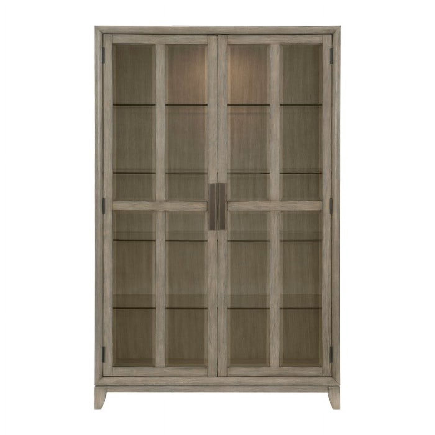 McKewen Collection Sophisticated Dining Storage with Gray Oak Finish and Nickel-Finished Metal Hardware