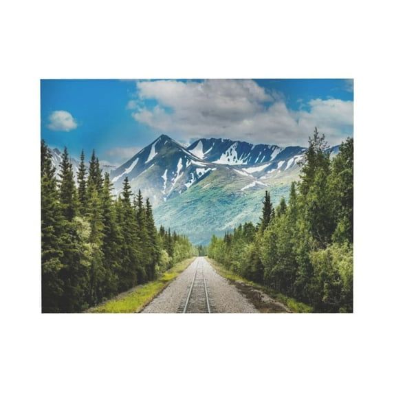 McKinley Mountain Wall Art Denali National Park Pictures Bathroom Decor Mountain Landscape Canvas Photo Nature Forest with Railroad Scenic Painting Artwork for Living Room Home Decoration