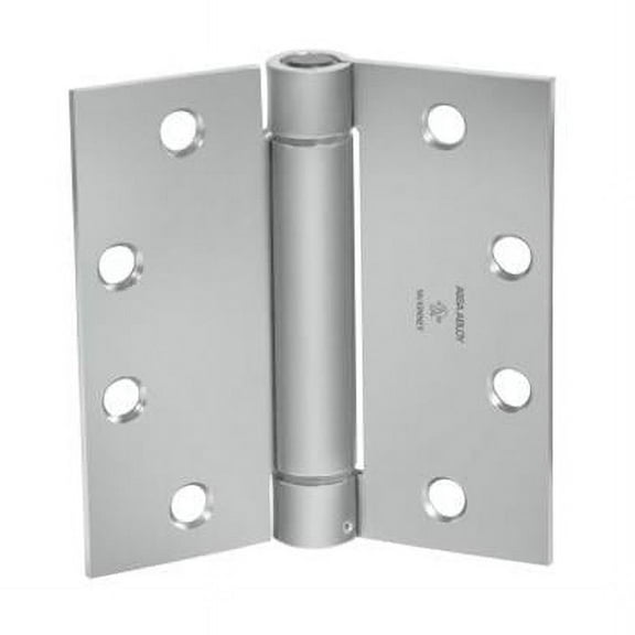 McKinney 4.5 x 4.5 in. Square Corner Steel Single Acting Standard Weight Full Mortise Spring Hinge, No.156023 Satin Chrome