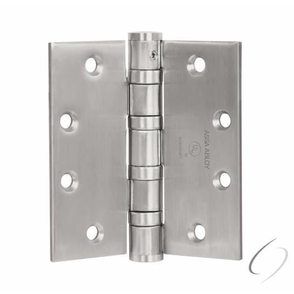 McKinney Hinges T4A338641232DNRP 4.5 x 4.5 in. Square Corner Non Ferrous Heavy Weight 5 Knuckle Ball Bearing Hinge with Non Removable Pin, Satin Stainless Steel