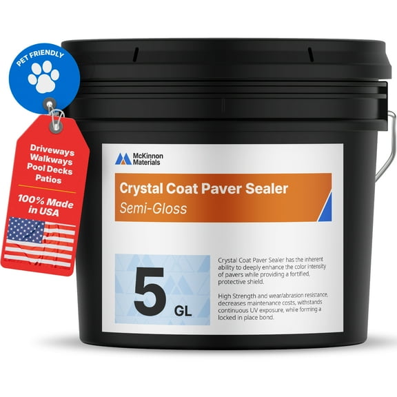 McKinnon Concrete Sealer, Paver Sealer 5 Gallon, Penetrating High Gloss Wet Look, Outdoor / Indoor, Concrete, Brick, Natural Stone, Limestone, Rock, Cement, Flagstone, Stucco, Pool Decks