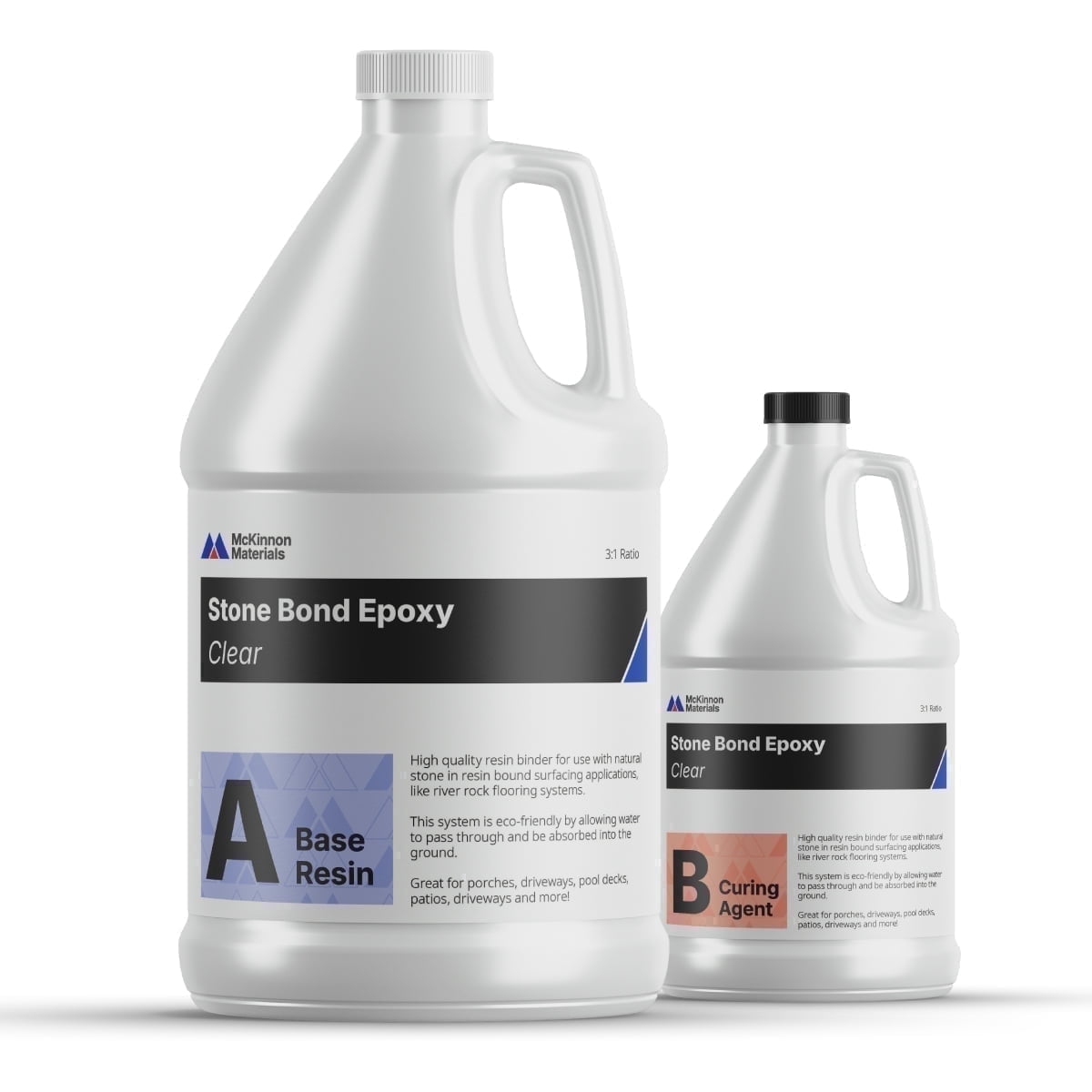 McKinnon Stone Bond Resin Bound Surfacing Epoxy 1 Gallon, Pebble and Gravel Binder for Driveways, Patios, Pool Decks, Walkways, UV Stable, Made in the USA