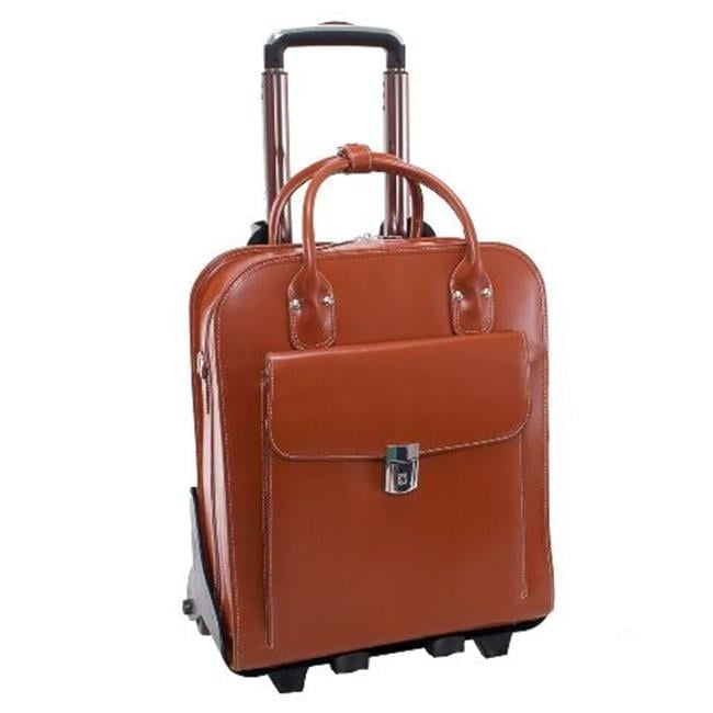McKlein  15.6 in. La Grange Leather Vertical Detachable Wheeled Ladies Briefcase, Brown - 14 x 6 x 16.5 in.