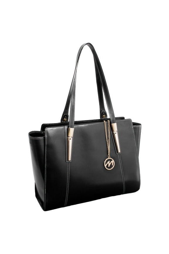 McKlein ALDORA, Ladies' Tote with Tablet Pocket, Top Grain Cowhide Leather, Black (97505)