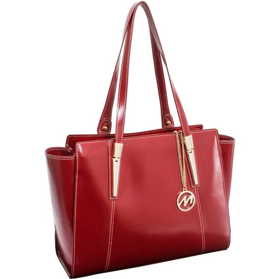 McKlein ALDORA, Ladies' Tote with Tablet Pocket, Top Grain Cowhide Leather, Red (97506)