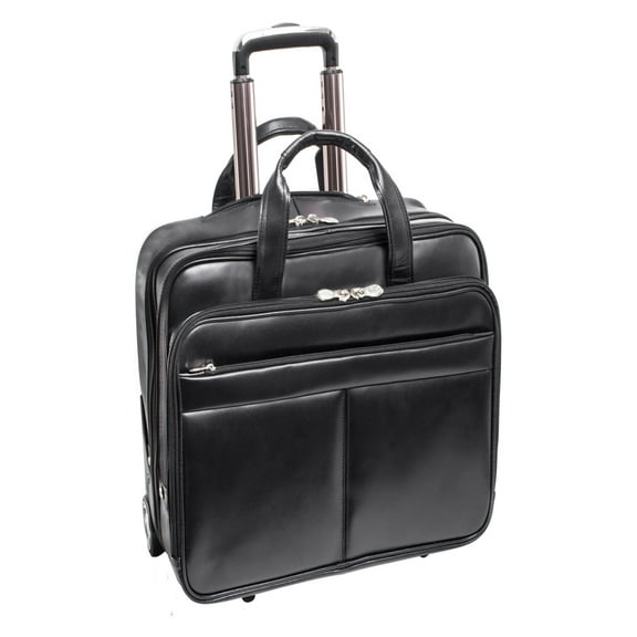 McKlein BOWERY, Wheeled Laptop Briefcase, Top Grain Cowhide Leather, Black (87855)
