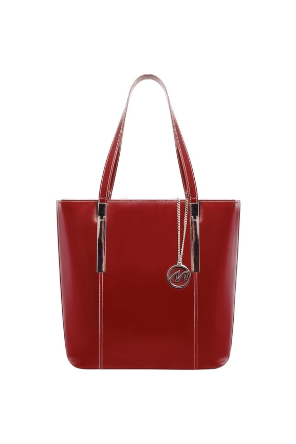 McKlein CRISTINA, Ladies' Tote with Tablet Pocket, Top Grain Cowhide Leather, Red (97546)
