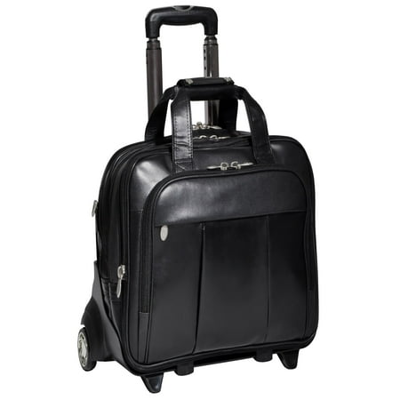 McKlein DAMEN, Patented Detachable -Wheeled Laptop Briefcase, Top Grain Cowhide Leather, Black (80715)