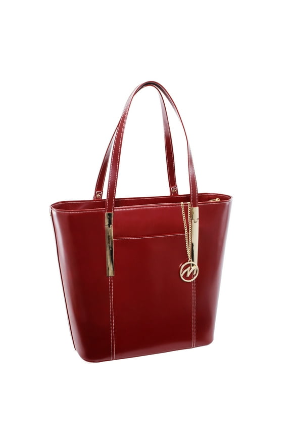 McKlein DEVA, Ladies' Tote with Tablet Pocket, Top Grain Cowhide Leather, Red (97736)