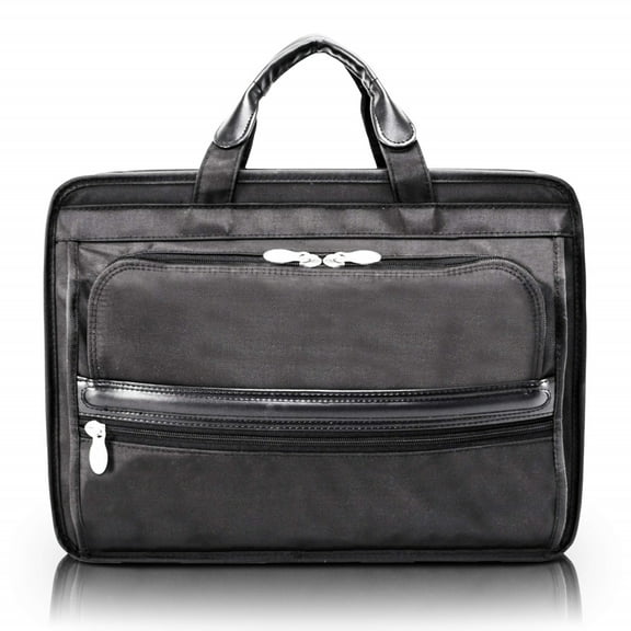 McKlein ELSTON, Nylon Double Compartment Laptop Briefcase, Tech-Lite Ballistic Nylon, Black (56485)
