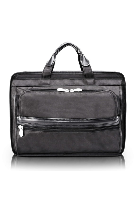McKlein ELSTON, Nylon Double Compartment Laptop Briefcase, Tech-Lite Ballistic Nylon, Black (56485)