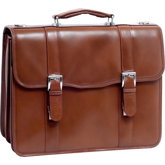 McKlein FLOURNOY, Double Compartment Laptop Briefcase, Top Grain Cowhide Leather, Brown (85954)