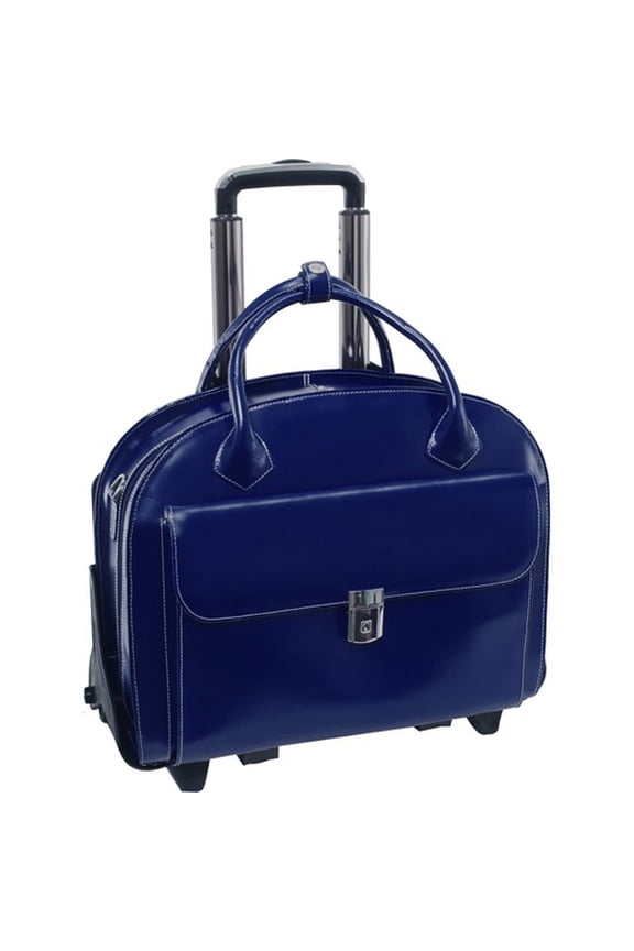 94367 Glen Ellyn W Series Leather Detachable-Wheeled Ladies Case with Removable Sleeve - Navy