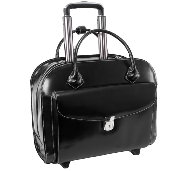 GRANVILLE | 15” Leather Wheeled Laptop Briefcase