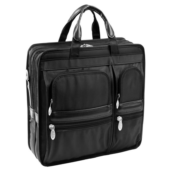 McKlein HUBBARD, Nylon Double Compartment Laptop Briefcase, Tech-Lite Ballistic Nylon, Black (58435)