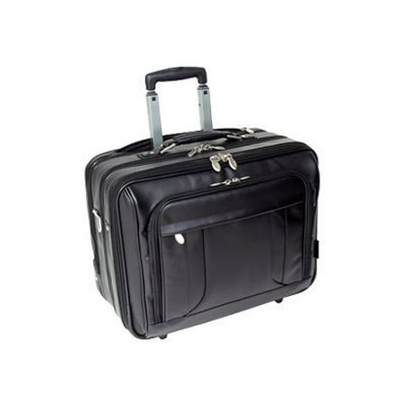 McKlein LASALLE, Wheeled Laptop Overnight w/ Removable Briefcase, Top Grain Cowhide Leather, Black (83405)
